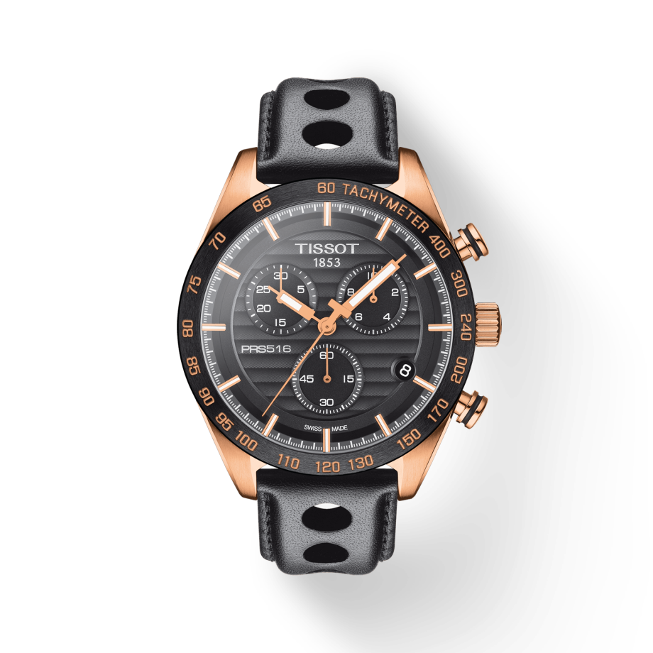  Shop Authentic Tissot PRS 516 Chronograph Black Dial Black Leather Strap Watch For Men - T100.417.36.051.00 - Luxxuri