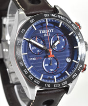  Shop Authentic Tissot PRS 516 Chronograph Blue Dial Brown Leather Strap Watch For Men - T100.417.16.041.00 - Luxxuri