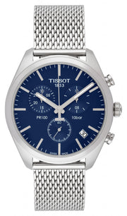  Shop Authentic Tissot PR 100 Chronograph Blue Dial Silver Mesh Bracelet Watch for Men - T101.417.11.041.00 - Luxxuri