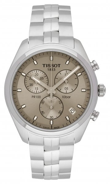  Shop Authentic Tissot PR 100 Chronograph Grey Dial Silver Steel Strap Watch for Men - T101.417.11.071.00 - Luxxuri