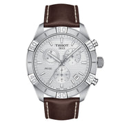  Shop Authentic Tissot PR 100 Sport Quartz Chronograph Silver Dial Brown Leather Strap Watch For Men - T101.617.16.031.00 - Luxxuri