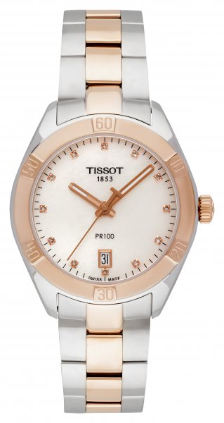  Shop Authentic Tissot PR 100 Sport Chic Diamonds Mother of Pearl Dial Two Tone Steel Strap Watch for Women - T101.910.22.116.00 - Luxxuri