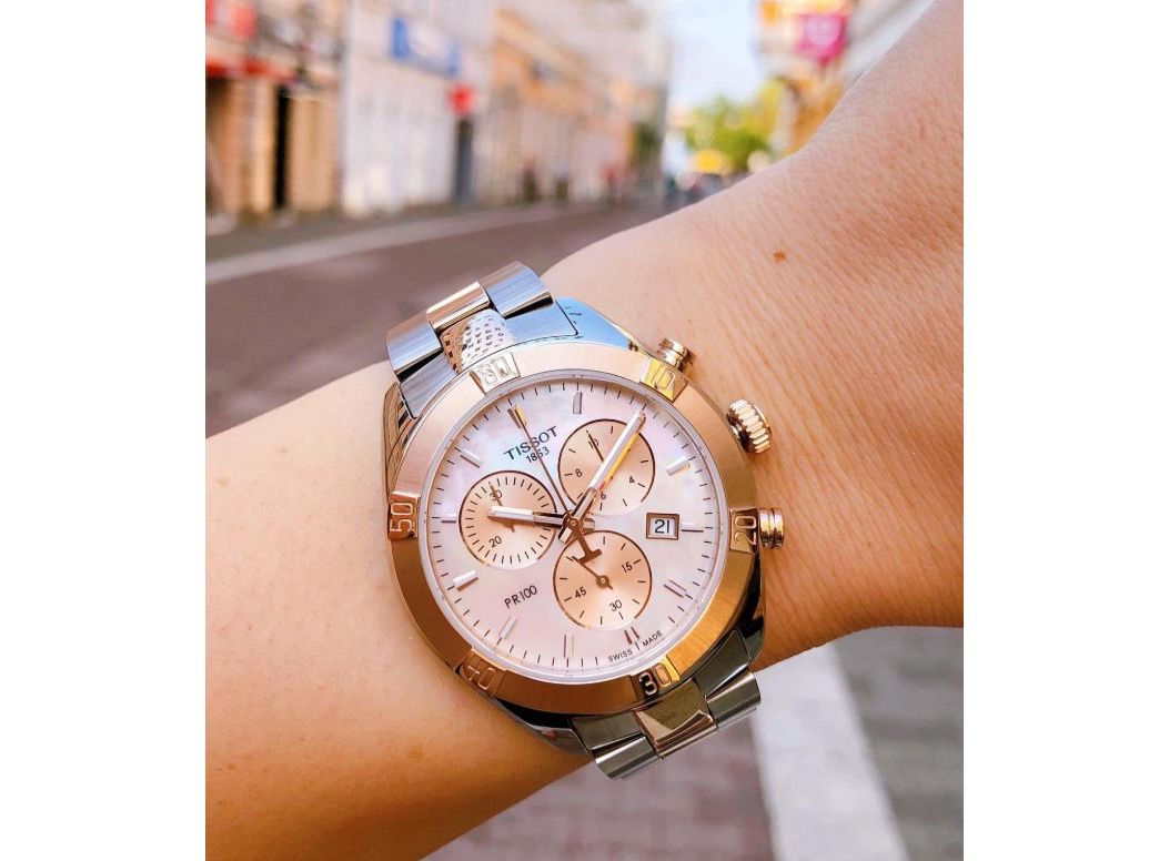  Shop Authentic Tissot PR 100 Sport Chic Chronograph Mother of Pearl Dial Two Tone Steel Strap Watch for Women - T101.917.22.151.00 - Luxxuri