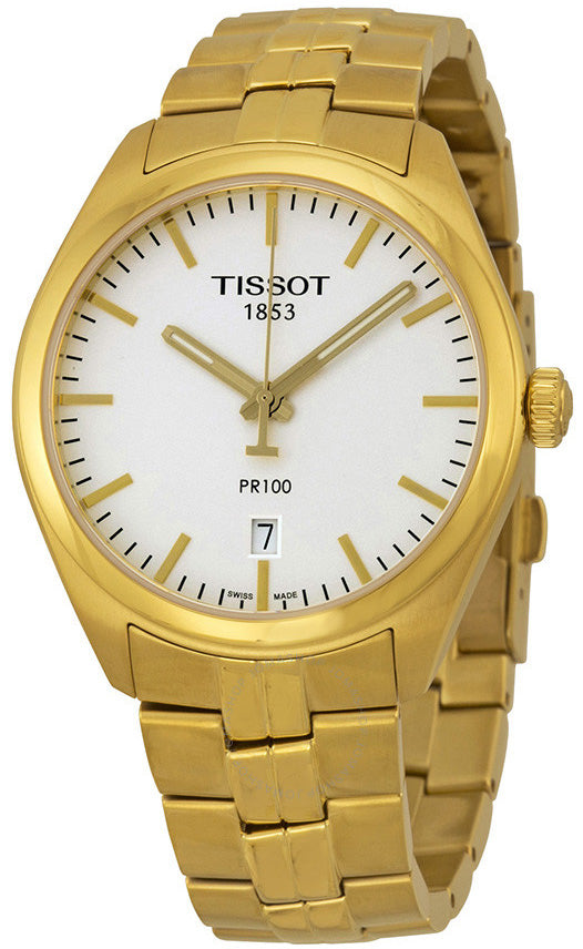  Shop Authentic Tissot T Classic PR 100 Quartz White Dial Gold Steel Strap Watch for Men - T101.410.33.031.00 - Luxxuri