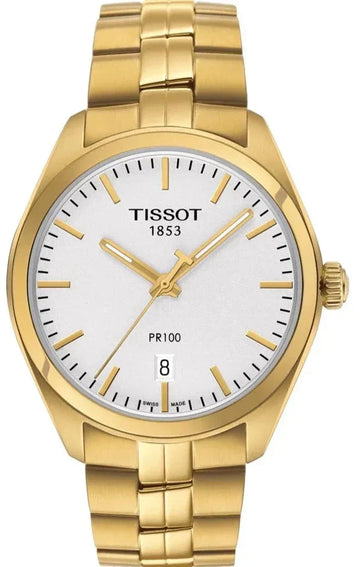  Shop Authentic Tissot T Classic PR 100 Quartz White Dial Gold Steel Strap Watch for Men - T101.410.33.031.00 - Luxxuri