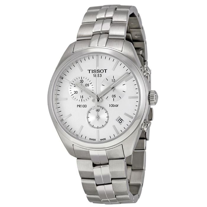  Shop Authentic Tissot T Classic PR 100 Chronograph Silver Dial Silver Steel Strap Watch For Men - T101.417.11.031.00 - Luxxuri
