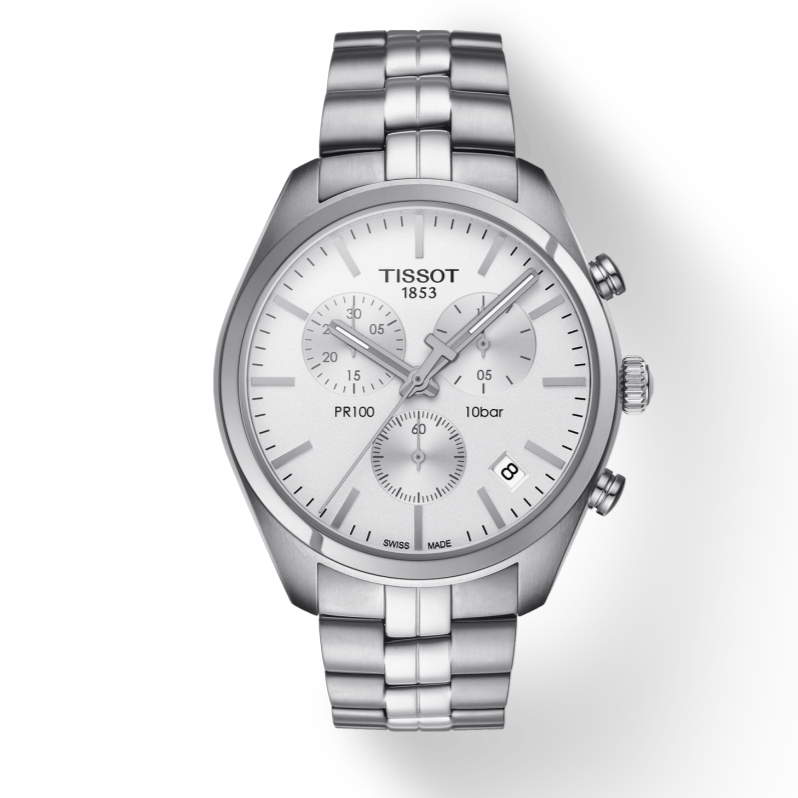  Shop Authentic Tissot T Classic PR 100 Chronograph Silver Dial Silver Steel Strap Watch For Men - T101.417.11.031.00 - Luxxuri