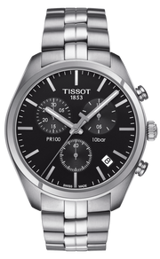  Shop Authentic Tissot T Classic PR 100 Chronograph Black Dial Silver Steel Strap Watch for Men - T101.417.11.051.00 - Luxxuri
