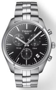  Shop Authentic Tissot T Classic PR 100 Chronograph Black Dial Silver Steel Strap Watch for Men - T101.417.11.051.00 - Luxxuri