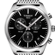  Shop Authentic Tissot PR 100 Chronograph Black Dial Silver Mesh Bracelet Watch For Men - T101.417.11.051.01 - Luxxuri