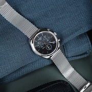  Shop Authentic Tissot PR 100 Chronograph Black Dial Silver Mesh Bracelet Watch For Men - T101.417.11.051.01 - Luxxuri