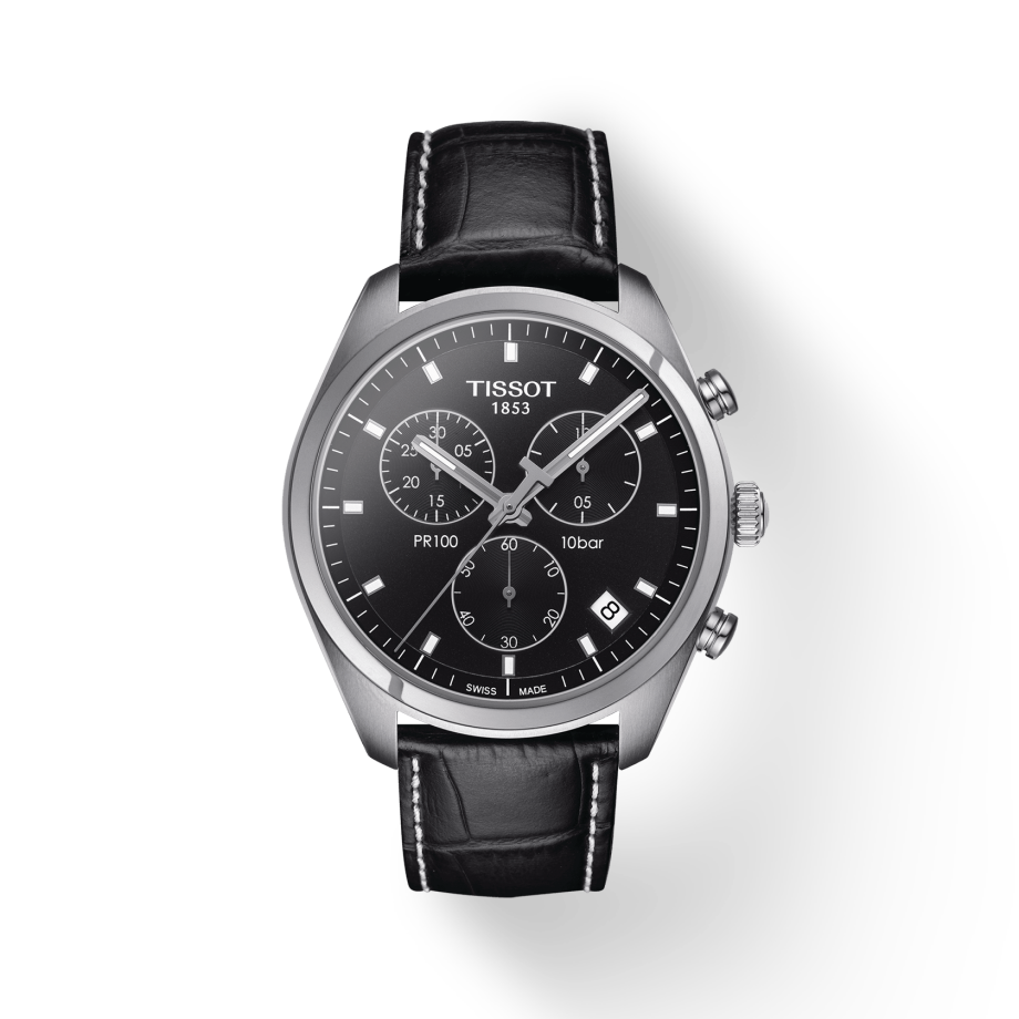  Shop Authentic Tissot PR 100 Chronograph Black Dial Black Leather Strap Watch For Men - T101.417.16.051.00 - Luxxuri