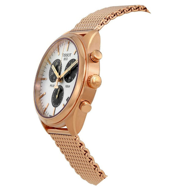  Shop Authentic Tissot T Classic PR 100 Chronograph Silver Dial Rose Gold Mesh Bracelet Watch For Men - T101.417.33.031.01 - Luxxuri