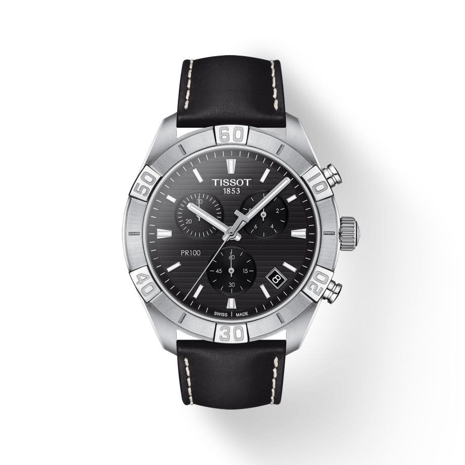  Shop Authentic Tissot PR 100 Sport Quartz Chronograph Black Dial Black Leather Strap Watch For Men - T101.617.16.051.00 - Luxxuri
