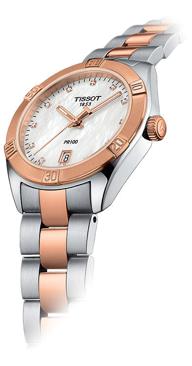  Shop Authentic Tissot PR 100 Sport Chic Diamonds Mother of Pearl Dial Two Tone Steel Strap Watch for Women - T101.910.22.116.00 - Luxxuri