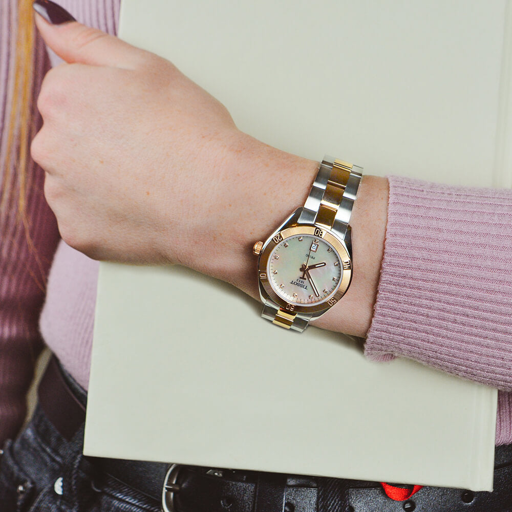  Shop Authentic Tissot PR 100 Sport Chic Diamonds Mother of Pearl Dial Two Tone Steel Strap Watch for Women - T101.910.22.116.00 - Luxxuri