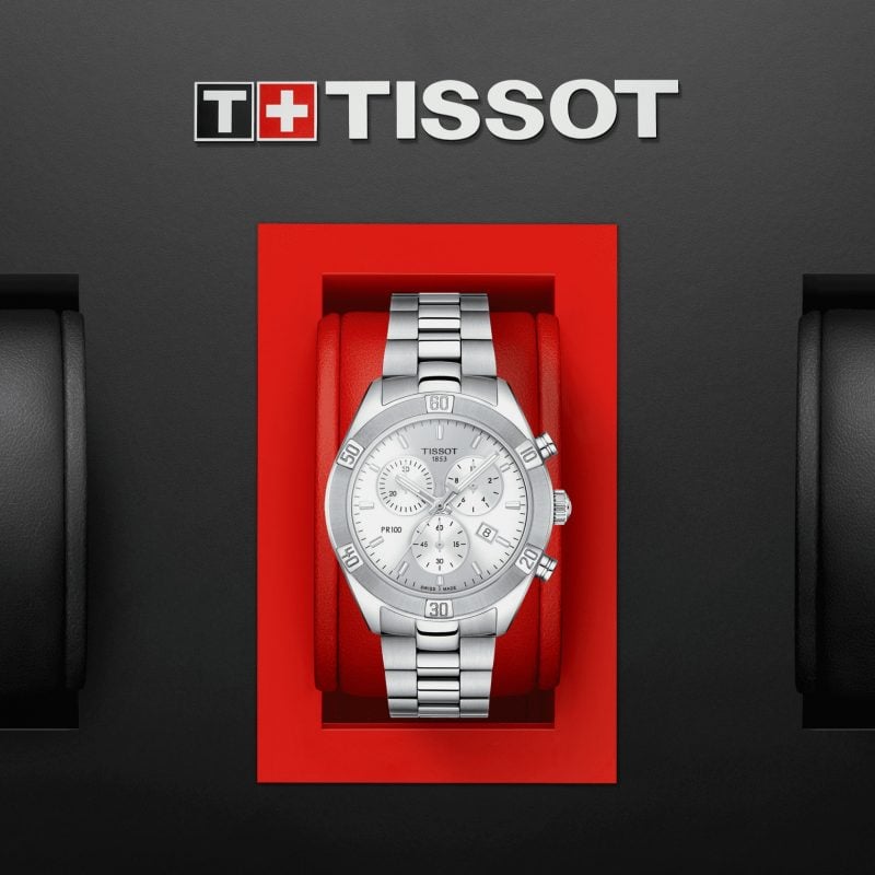  Shop Authentic Tissot PR 100 Sport Chic Chronograph Silver Dial Silver Steel Strap Watch for Women - T101.917.11.031.00 - Luxxuri