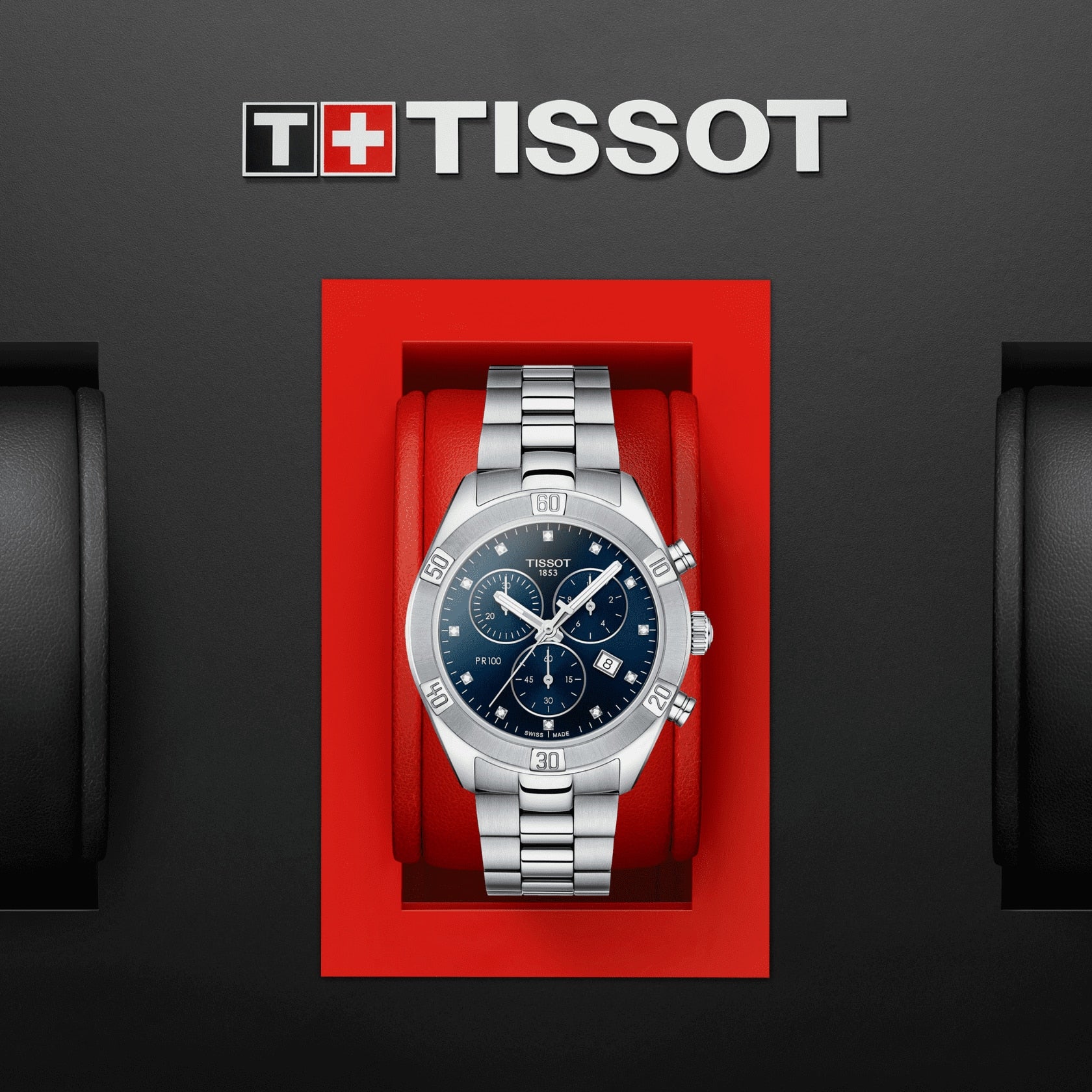  Shop Authentic Tissot PR 100 Sport Chic Chronograph Diamonds Blue Dial Silver Steel Strap Watch for Women - T101.917.11.046.00 - Luxxuri