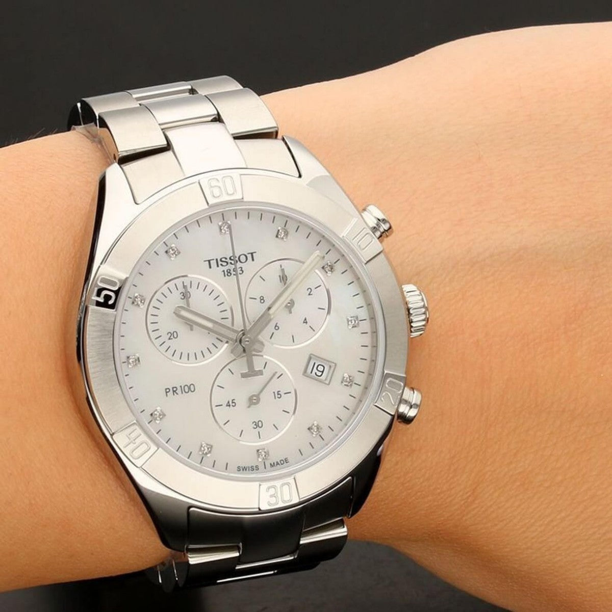  Shop Authentic Tissot PR 100 Sport Chic Chronograph Silver Dial Silver Steel Strap Watch for Women - T101.917.11.031.00 - Luxxuri