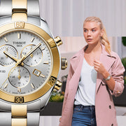  Shop Authentic Tissot PR 100 Sport Chic Chronograph Silver Dial Two Tone Steel Strap Watch For Women - T101.917.22.031.00 - Luxxuri
