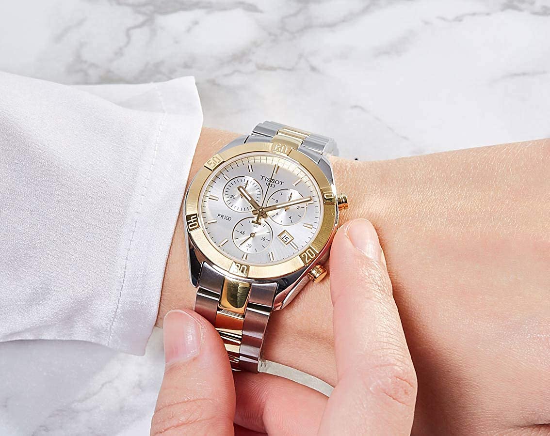  Shop Authentic Tissot PR 100 Sport Chic Chronograph Silver Dial Two Tone Steel Strap Watch For Women - T101.917.22.031.00 - Luxxuri