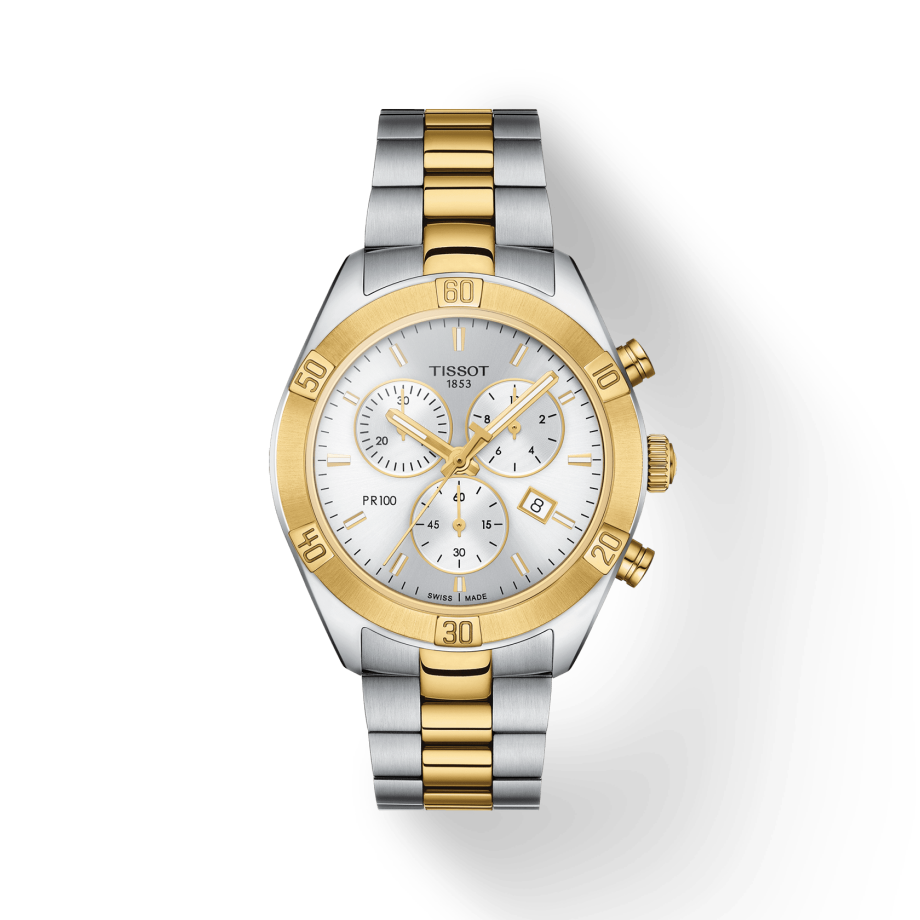  Shop Authentic Tissot PR 100 Sport Chic Chronograph Silver Dial Two Tone Steel Strap Watch For Women - T101.917.22.031.00 - Luxxuri