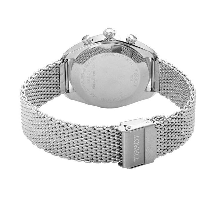  Shop Authentic Tissot PR 100 Chronograph White Dial Silver Mesh Bracelet Watch For Men - T101.417.11.031.02 - Luxxuri