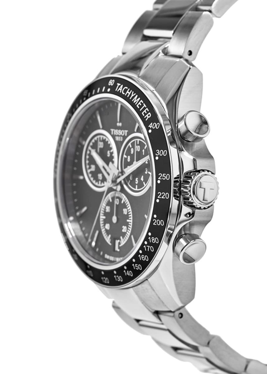  Shop Authentic Tissot V8 Quartz Chronograph Black Dial Silver Steel Strap Watch For Men - T106.417.11.051.00 - Luxxuri