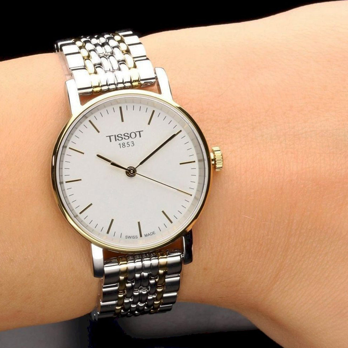  Shop Authentic Tissot Everytime Medium White Dial Two Tone Mesh Bracelet Watch For Men - T109.410.22.031.00 - Luxxuri