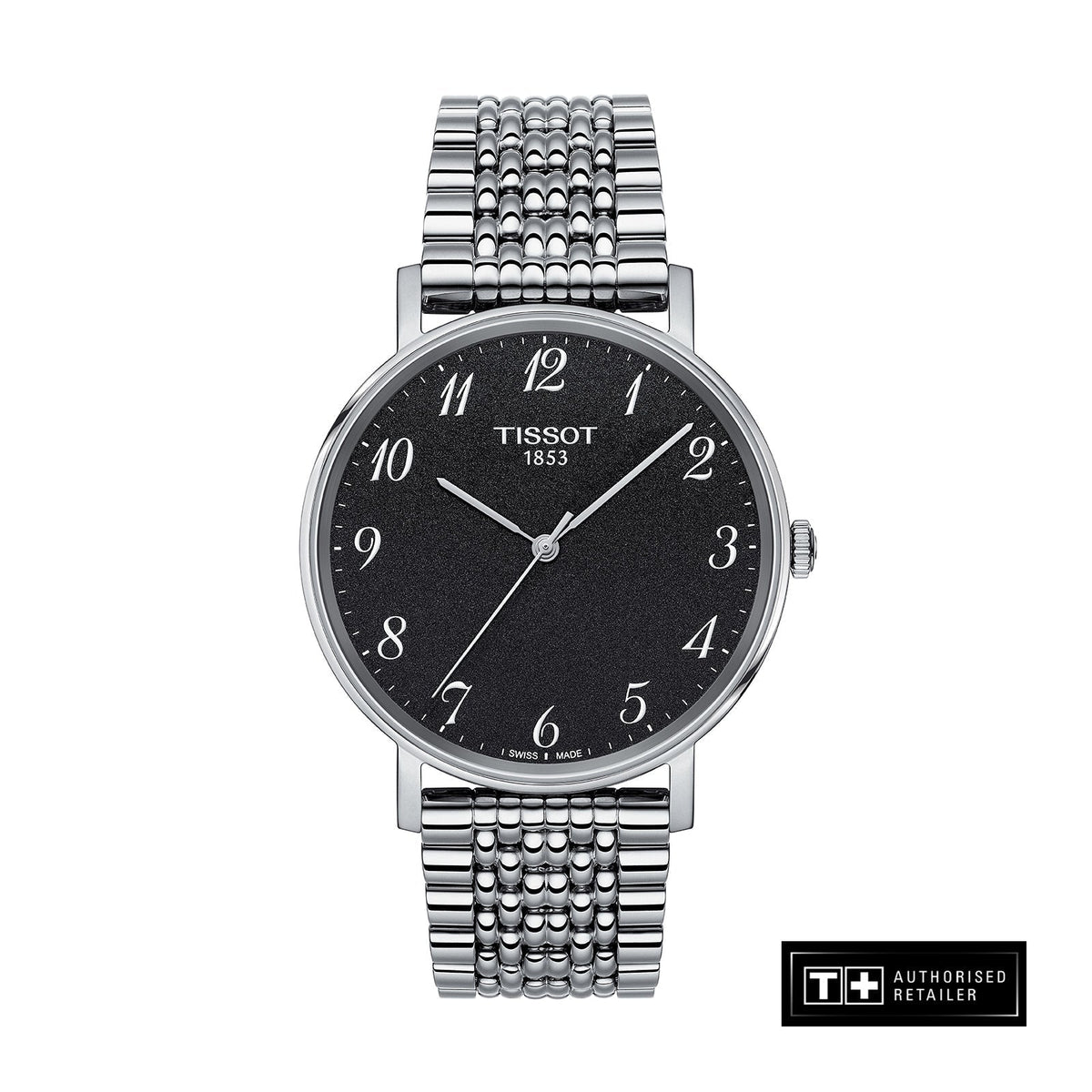  Shop Authentic Tissot T Classic Everytime Quartz Black Dial Silver Steel Strap Watch for Men - T109.410.11.072.00 - Luxxuri
