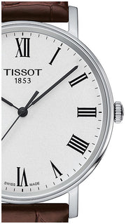  Shop Authentic Tissot T Classic Everytime White Dial Brown Leather Strap Watch For Men - T109.410.16.033.00 - Luxxuri