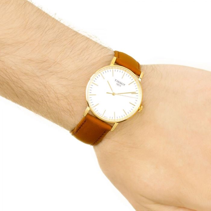  Shop Authentic Tissot T Classic Everytime White Dial Brown Leather Strap Watch For Men - T109.410.36.031.00 - Luxxuri