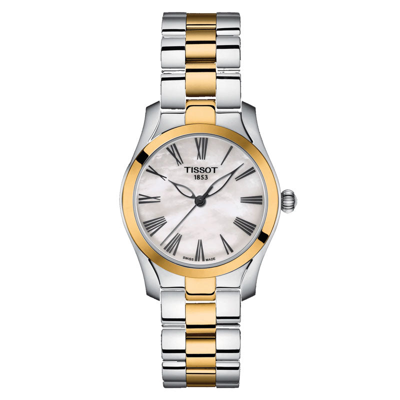  Shop Authentic Tissot T Wave Quartz Mother of Pearl Dial Two Tone Steel Strap Watch for Women - T112.210.22.113.00 - Luxxuri