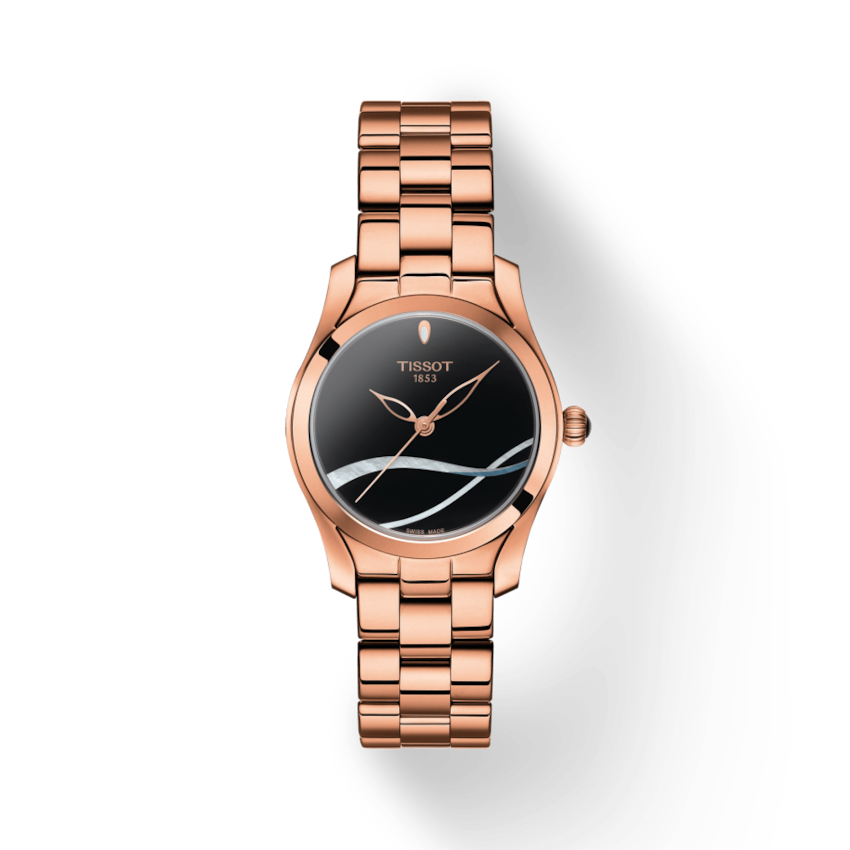  Shop Authentic Tissot T Wave Black Dial Rose Gold Steel Strap Watch For Women - T112.210.33.051.00 - Luxxuri