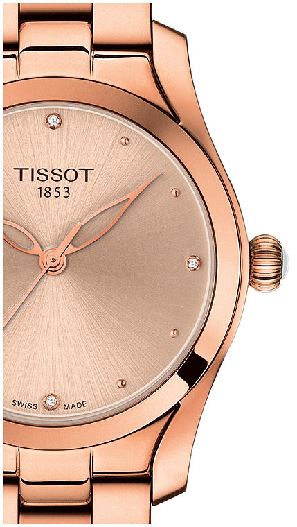  Shop Authentic Tissot T Wave Rose Gold Dial Rose Gold Steel Strap Watch For Women - T112.210.33.456.00 - Luxxuri