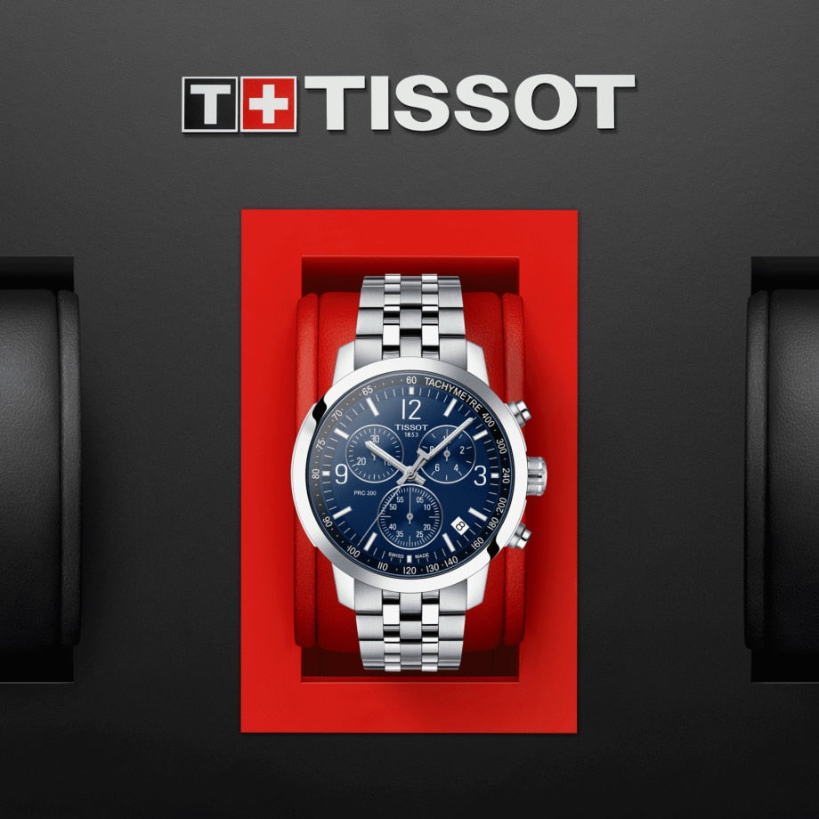  Shop Authentic Tissot PRC 200 Chronograph Quartz Blue Dial Silver Steel Strap Watch For Men - T114.417.11.047.00 - Luxxuri