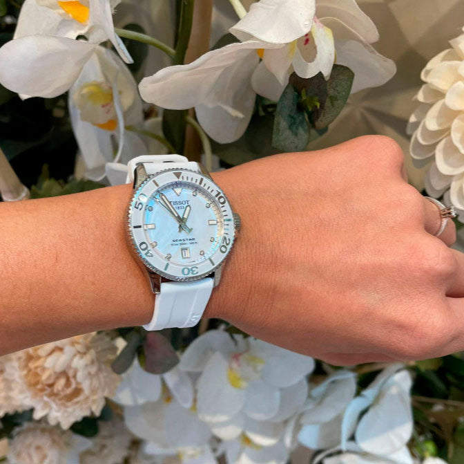  Shop Authentic Tissot Seastar 1000 Mother of Pearl White Dial White Rubber Strap Watch for Women - T120.210.17.116.00 - Luxxuri