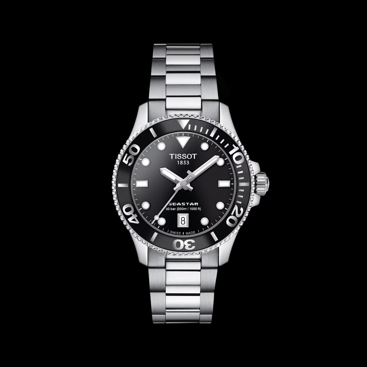  Shop Authentic Tissot Seastar 1000 Lady Black Dial Silver Steel Strap Watch for Women - T120.210.11.051.00 - Luxxuri