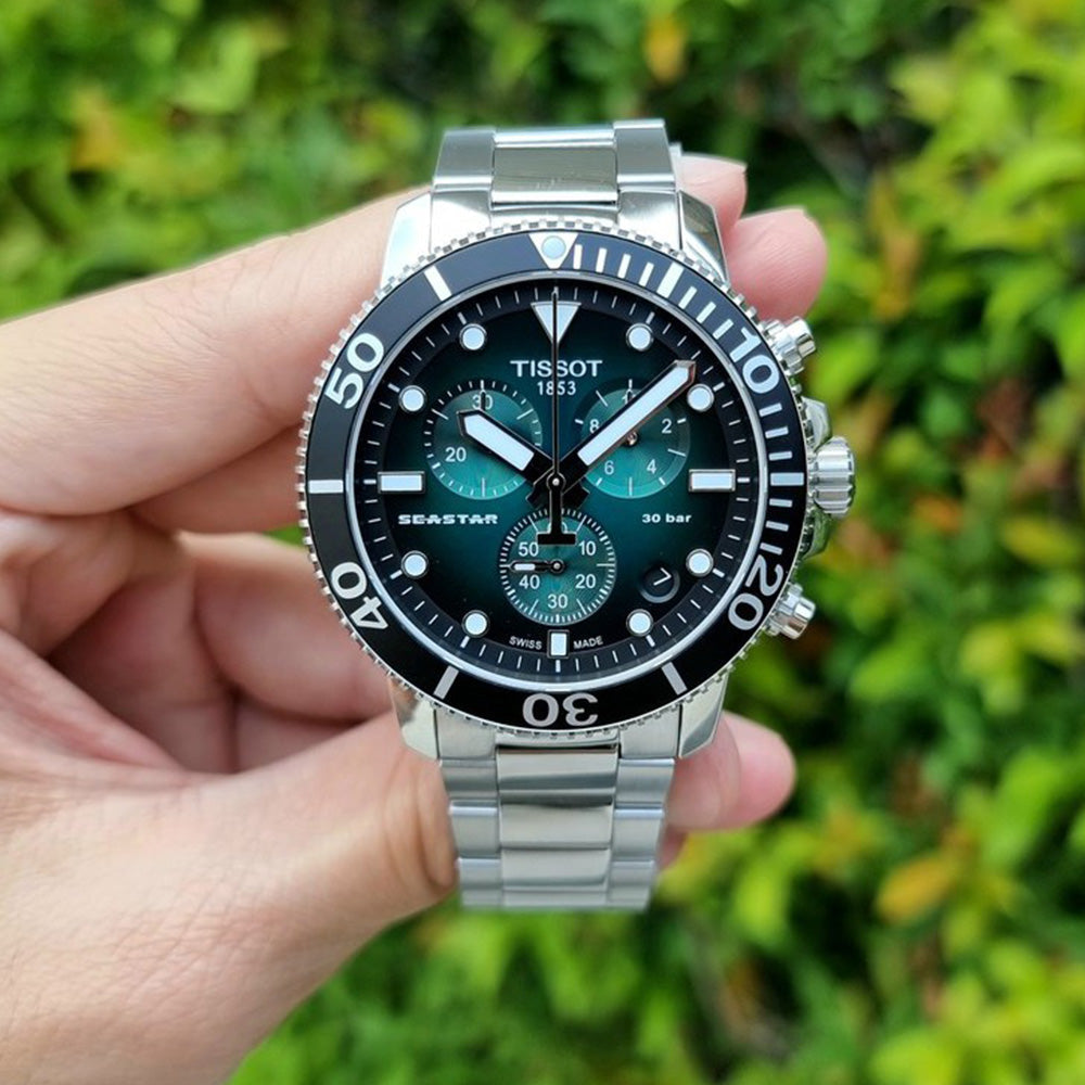  Shop Authentic Tissot Seastar 1000 Chronograph Green Dial Silver Steel Strap Watch For Men - T120.417.11.091.01 - Luxxuri