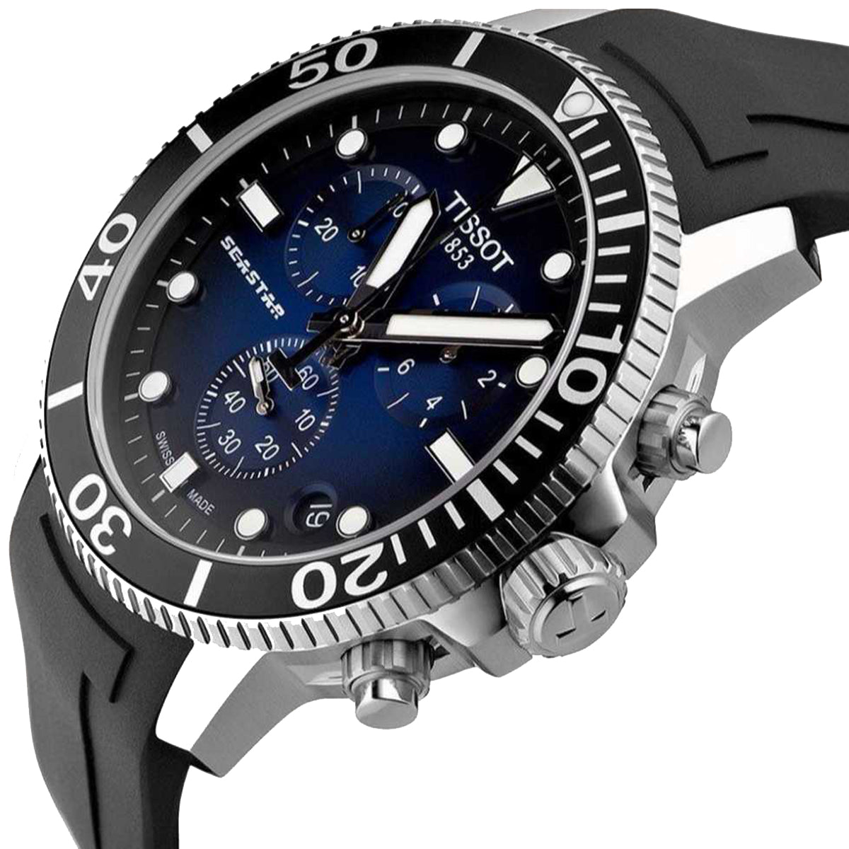  Shop Authentic Tissot Seastar 1000 Chronograph Blue Dial Black Rubber Strap Watch For Men - T120.417.17.041.00 - Luxxuri
