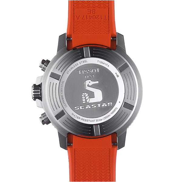  Shop Authentic Tissot Seastar 1000 Chronograph Black Dial Orange Rubber Strap Watch For Men - T120.417.17.051.01 - Luxxuri