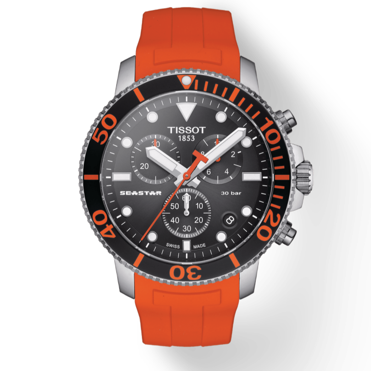  Shop Authentic Tissot Seastar 1000 Chronograph Black Dial Orange Rubber Strap Watch For Men - T120.417.17.051.01 - Luxxuri