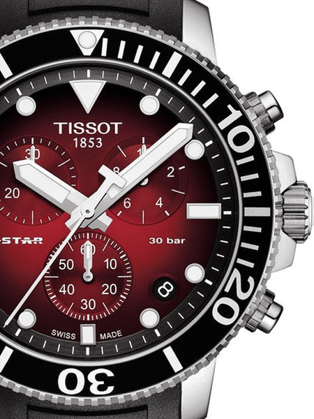  Shop Authentic Tissot Seastar 1000 Chronograph Red Dial Black Rubber Strap Watch For Men - T120.417.17.421.00 - Luxxuri