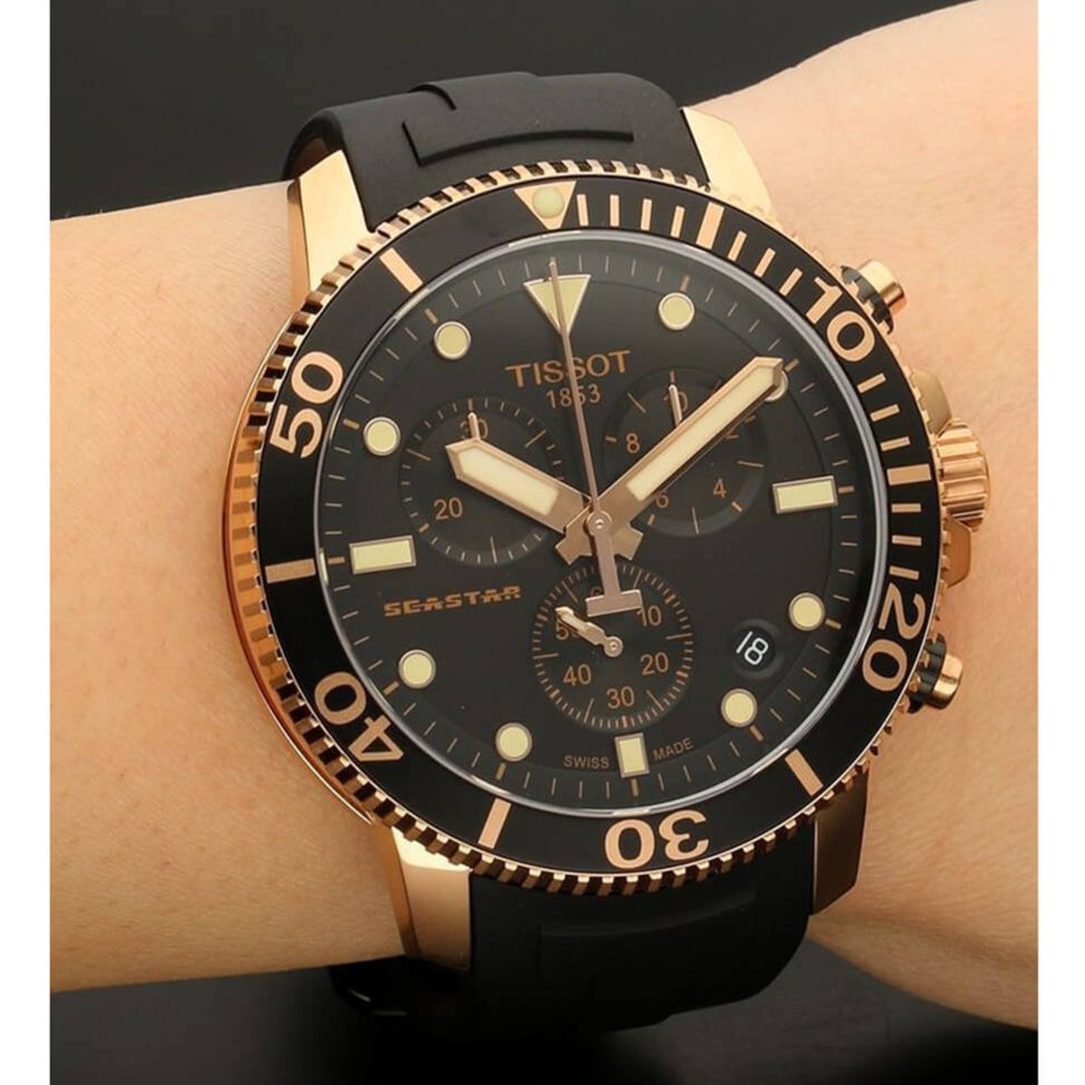  Shop Authentic Tissot Seastar 1000 Chronograph Black Dial Black Rubber Strap Watch For Men - T120.417.37.051.00 - Luxxuri