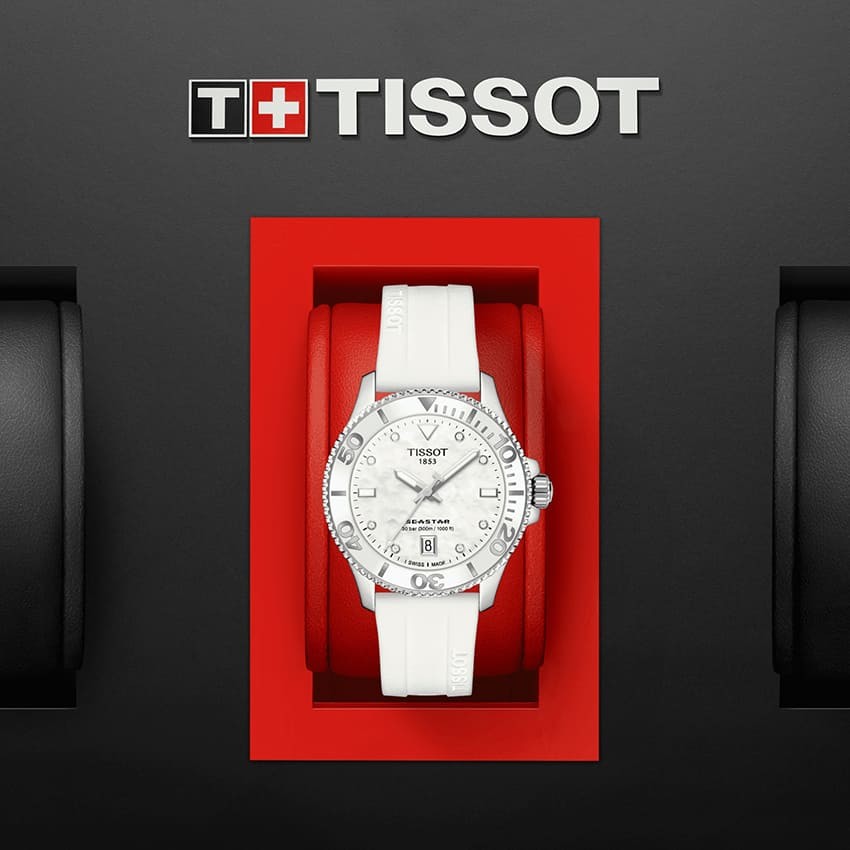  Shop Authentic Tissot Seastar 1000 Mother of Pearl White Dial White Rubber Strap Watch for Women - T120.210.17.116.00 - Luxxuri