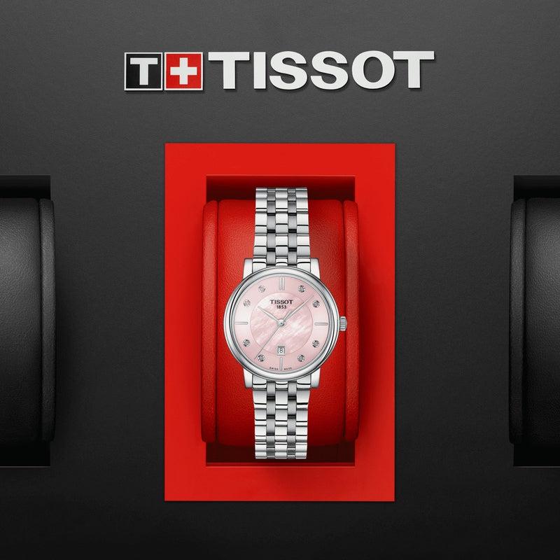  Shop Authentic Tissot T Classic Carson Premium Lady Mother of Pearl Pink Dial Silver Steel Strap Watch For Women - T122.210.11.159.00 - Luxxuri