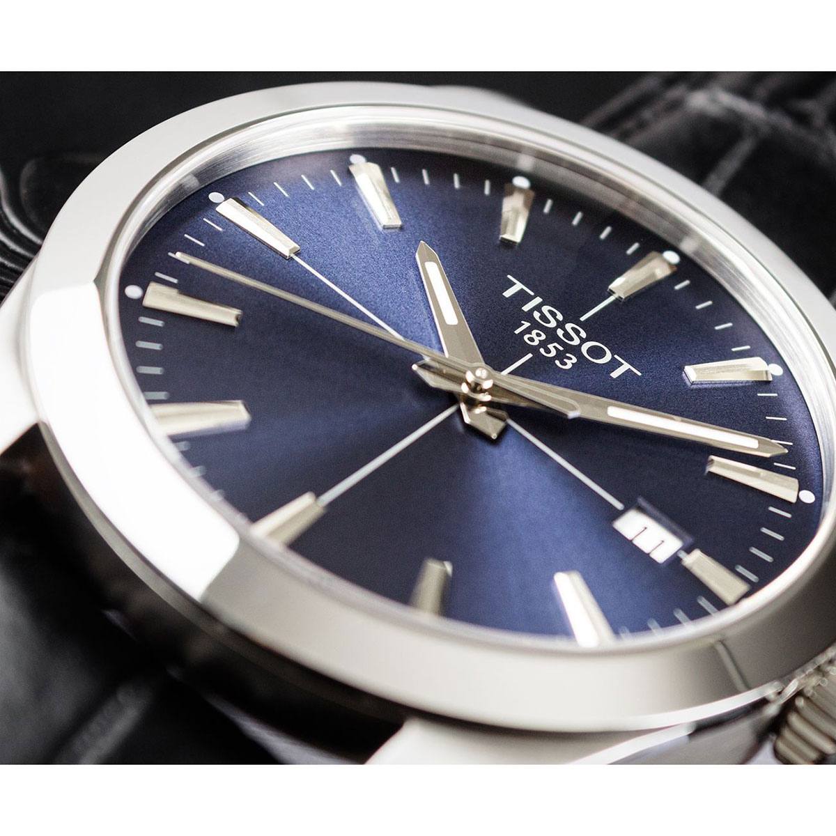  Shop Authentic Tissot Gentlemen Blue Dial Black Leather Strap Watch for Men - T127.410.16.041.01 - Luxxuri