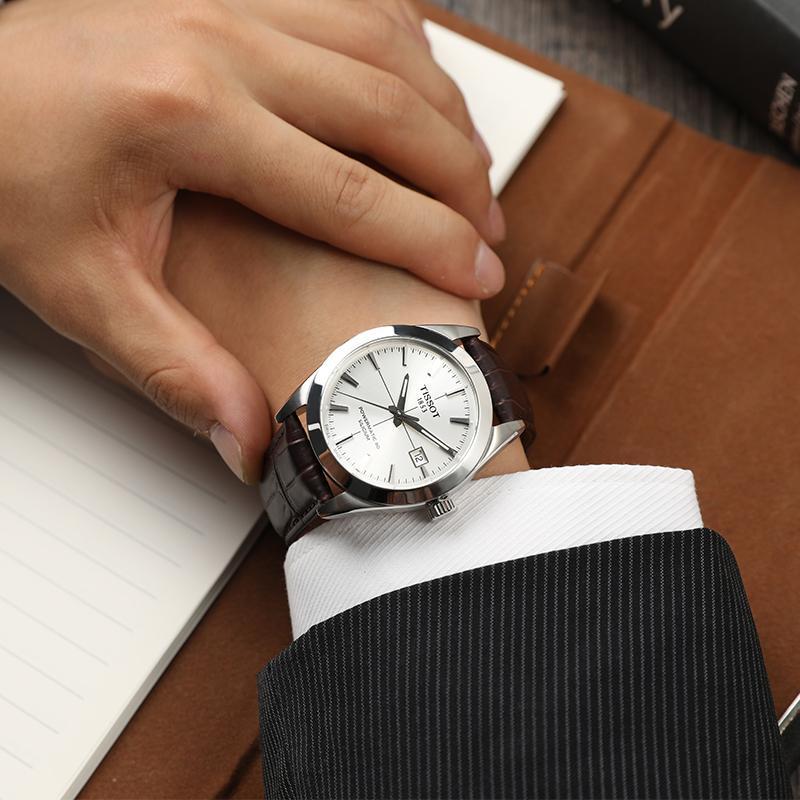  Shop Authentic Tissot Gentleman Powermatic 80 Silicium Silver Dial Brown Leather Strap Watch For Men - T127.407.16.031.01 - Luxxuri