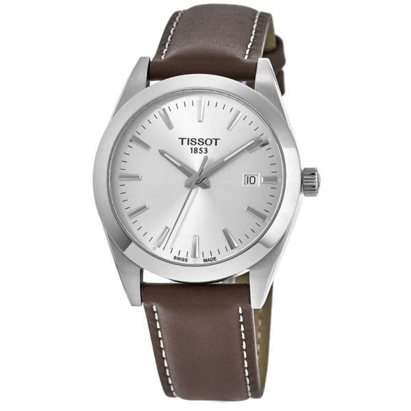  Shop Authentic Tissot Gentleman Silver Dial Brown Leather Strap Watch For Men - T127.410.16.031.00 - Luxxuri