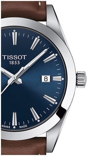  Shop Authentic Tissot Gentleman Blue Dial Brown Leather Strap Watch For Men - T127.410.16.041.00 - Luxxuri